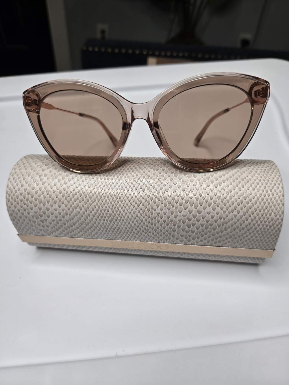 Jimmy Choo Cat-Eye Sunglasses in Light Brown